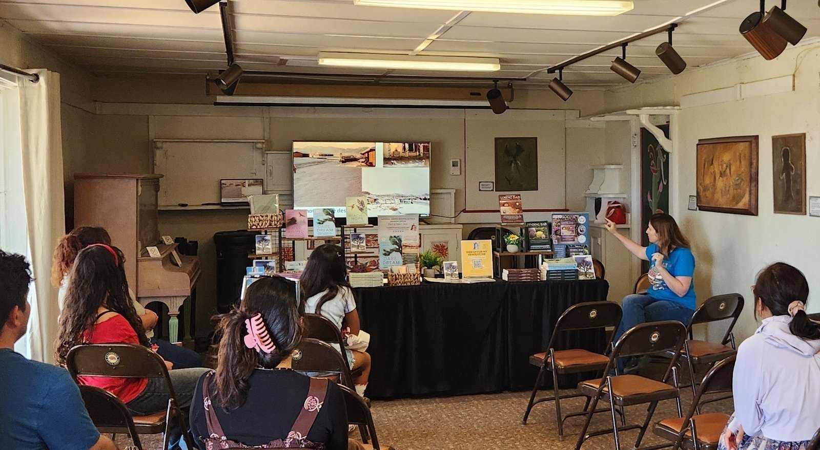 Amanda LaPera speaking at Antelope Valley Indian Museum.